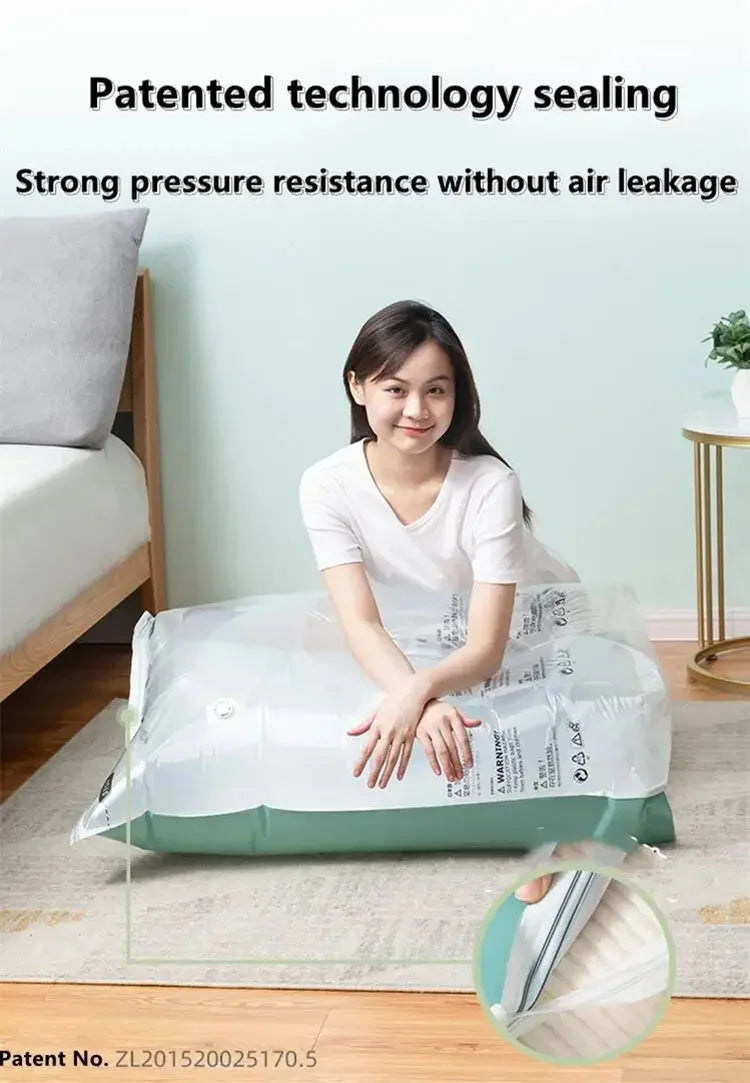 No Need Pump Vacuum Large Plastic Storage Bags Storing Clothes Blankets Reusable Compression Empty Bag Travel Accessories