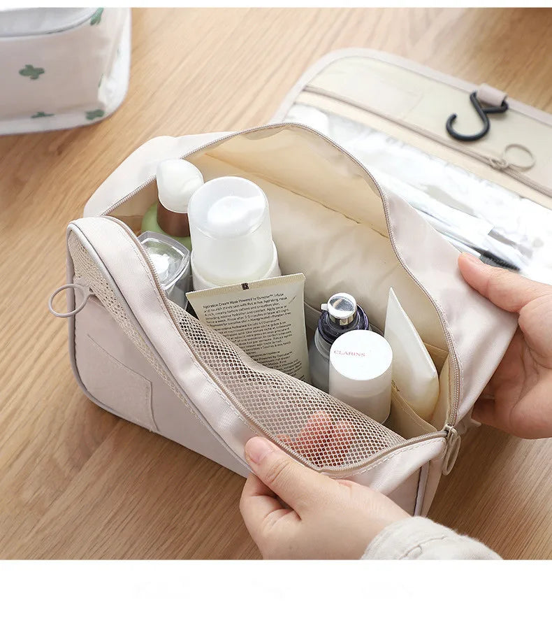 Portable Travel Toiletry Bag, Waterproof Hanging Storage Bag, Mesh Pockets Hook Cosmetic Bag, Travel Accessories,Makeup Bags