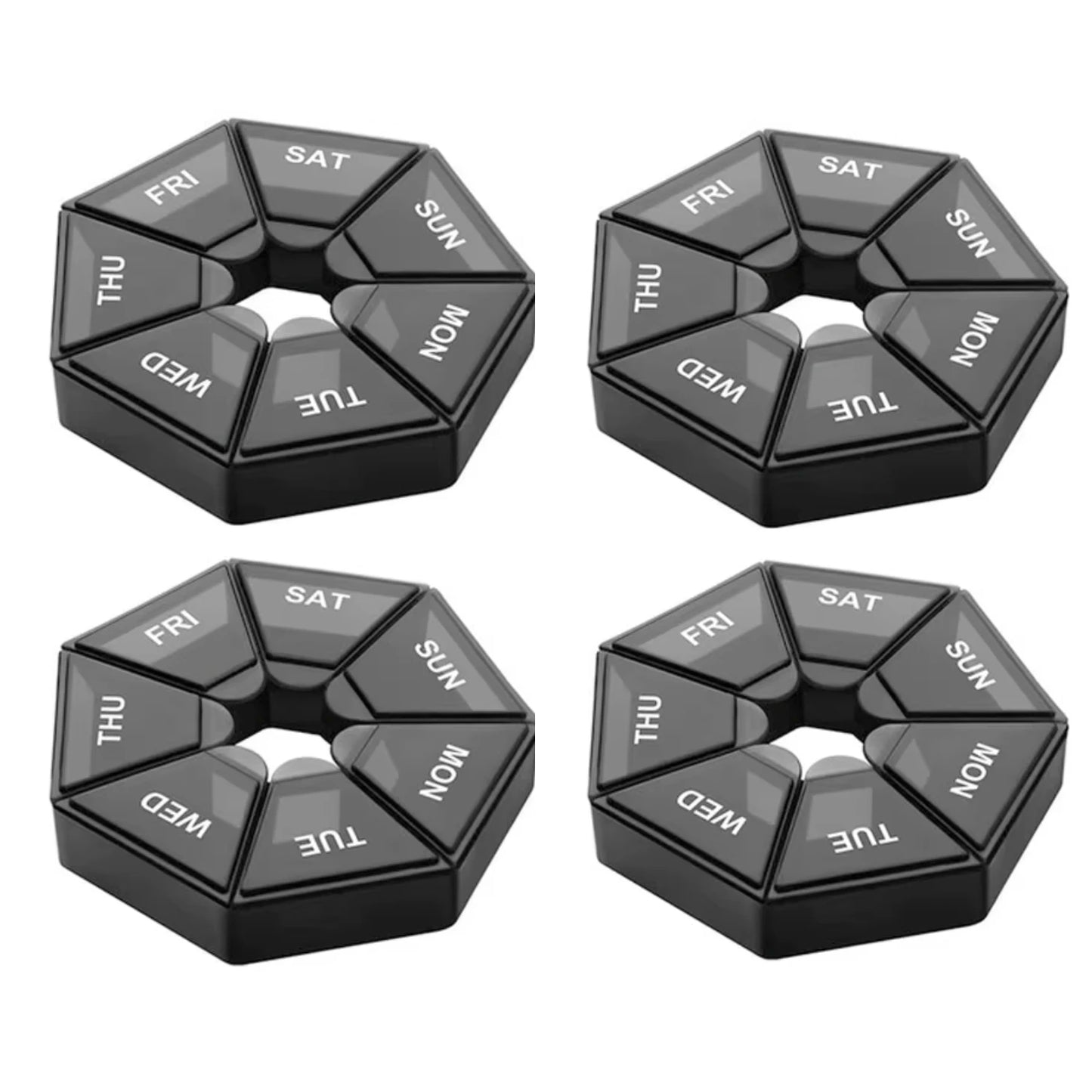 2/4Pcs 7 Days Pill Storage Box Mini Travel Portable Medicines Dispenser Box Multifunction Plastic Seven Compartment Sealer Box