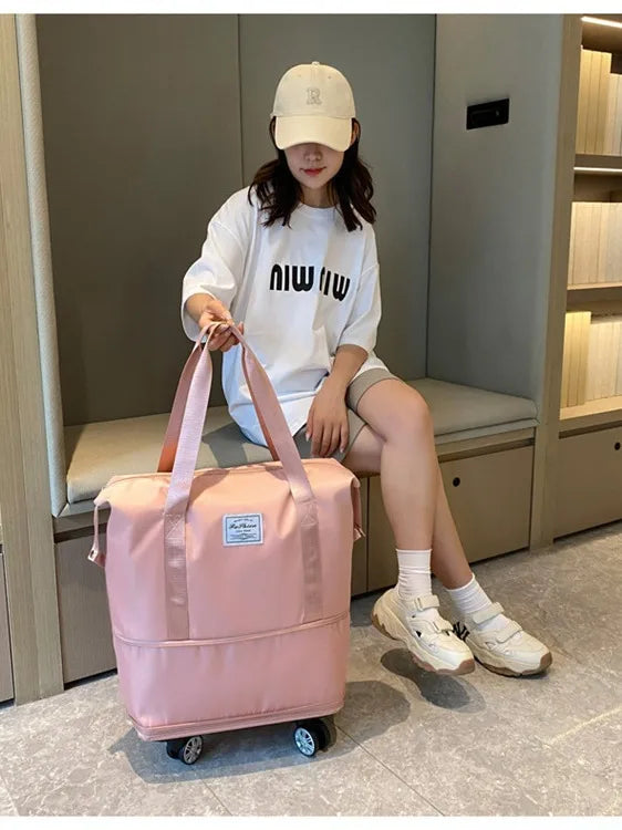Oxford cloth large capacity travel bag Dry wet separation storage business travel luggage bag Detachable universal wheel