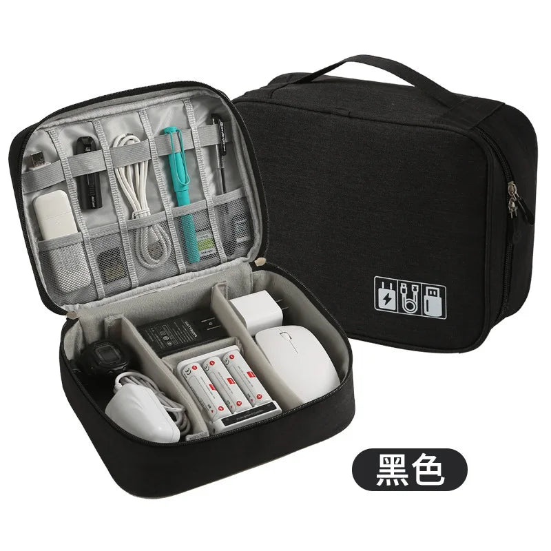 Electronic Accessory Bag Portable Travel Cable Organizer Waterproof Double Layer Cable Organizer Cable Phone Charger Flash Drive