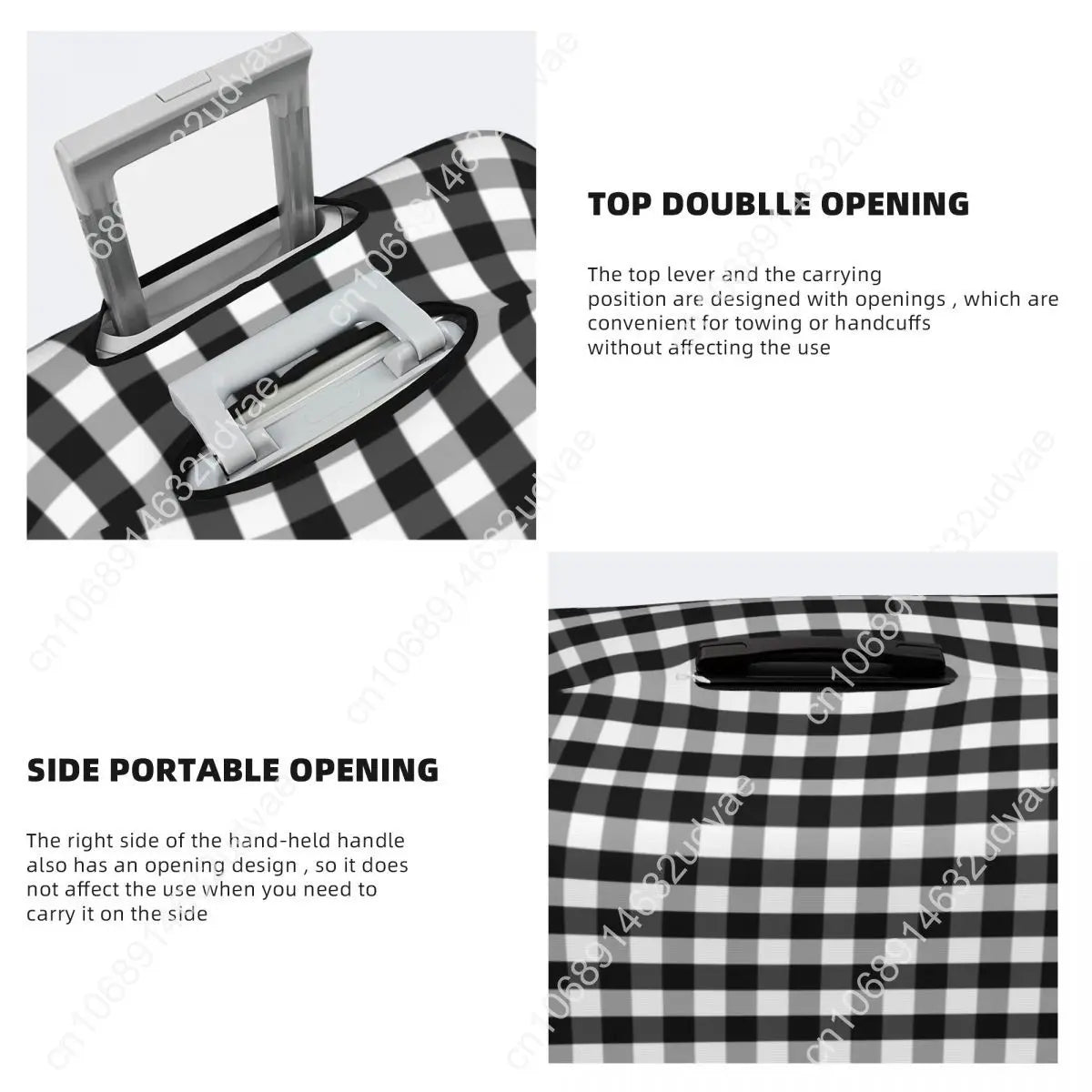 Custom Black White Gingham Plaid Luggage Cover Cute Check Pattern Suitcase Protector Covers Suit For 18-32 inch