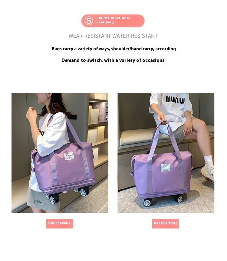 Oxford cloth large capacity travel bag Dry wet separation storage business travel luggage bag Detachable universal wheel