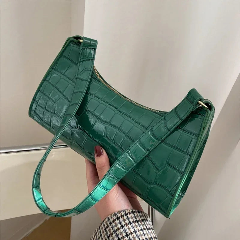 Retro Alligator Pattern Female Small Handbags and Purse Armpit Shoulder Bags High Quality PU Leather Ladies Clutch Totes Bag