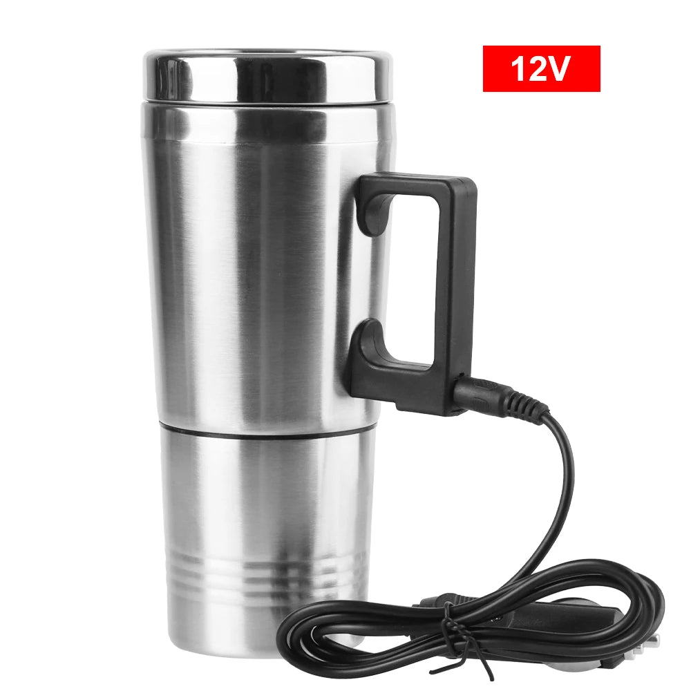 23Cup Camping Travel Kettle Electric Heating Car Kettle Stainless Steel 12V/24V 300ml Auto Accessories
