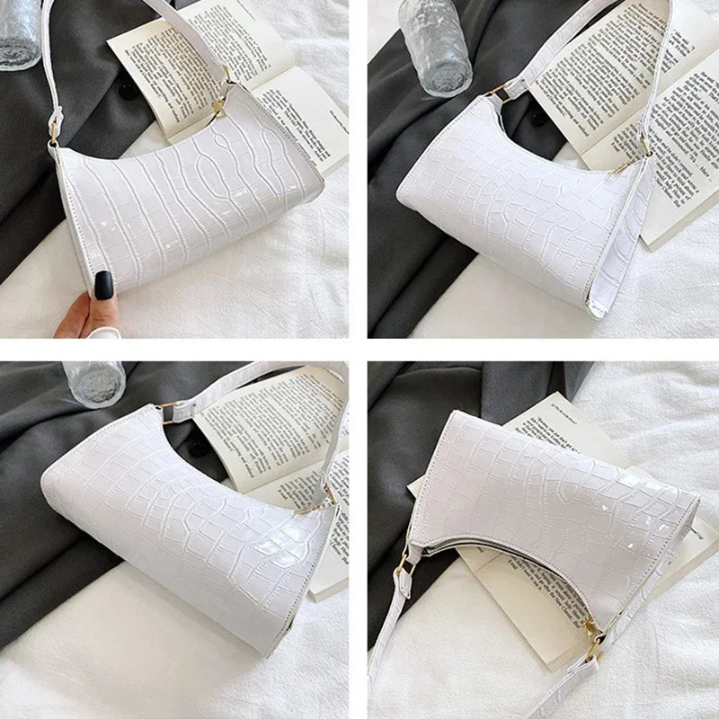 Retro Alligator Pattern Female Small Handbags and Purse Armpit Shoulder Bags High Quality PU Leather Ladies Clutch Totes Bag