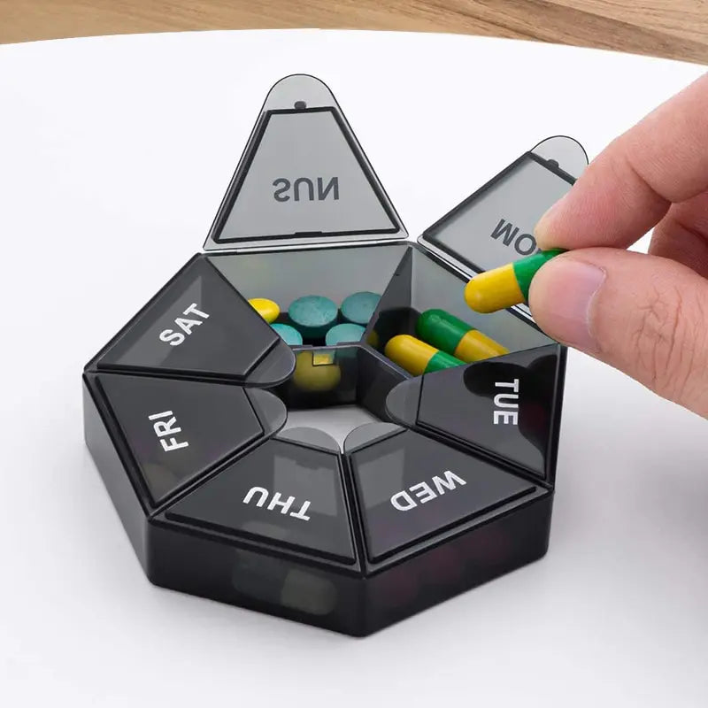 2/4Pcs 7 Days Pill Storage Box Mini Travel Portable Medicines Dispenser Box Multifunction Plastic Seven Compartment Sealer Box