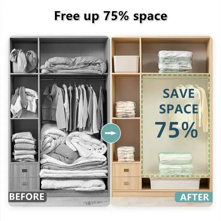No Need Pump Vacuum Large Plastic Storage Bags Storing Clothes Blankets Reusable Compression Empty Bag Travel Accessories