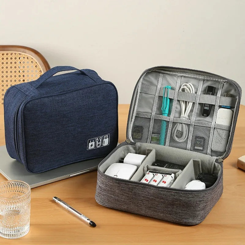 Electronic Accessory Bag Portable Travel Cable Organizer Waterproof Double Layer Cable Organizer Cable Phone Charger Flash Drive