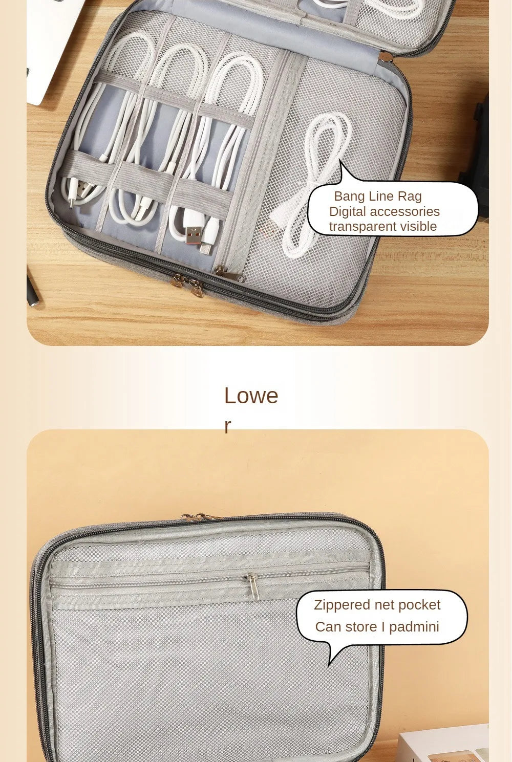 Three Layer Digital Bag Multifunctional Travel Portable Accessories Sorting Bag Large Capacity Power Supply Accessories Bag