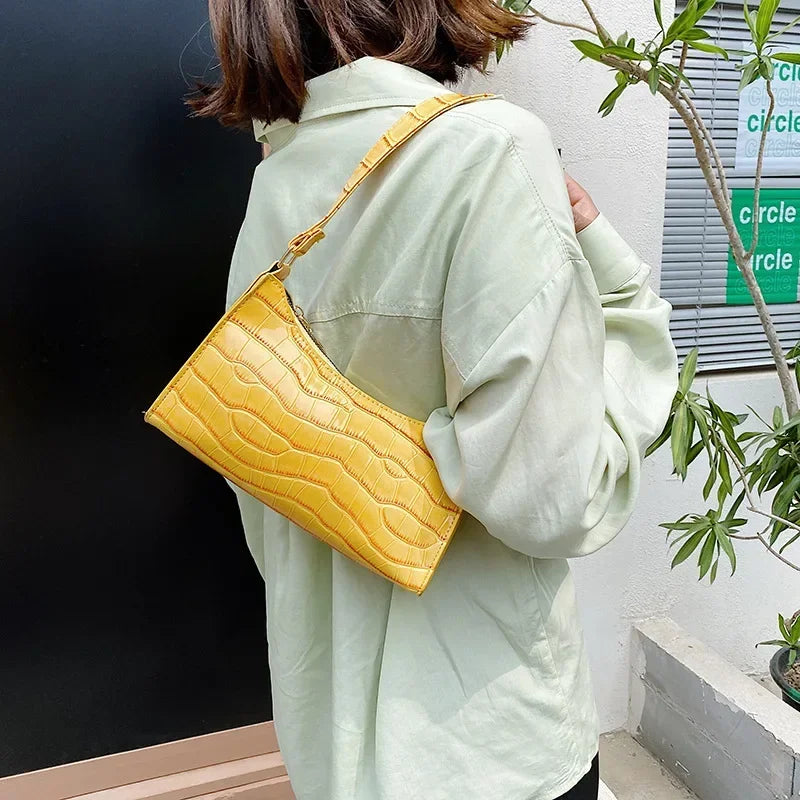 Retro Alligator Pattern Female Small Handbags and Purse Armpit Shoulder Bags High Quality PU Leather Ladies Clutch Totes Bag