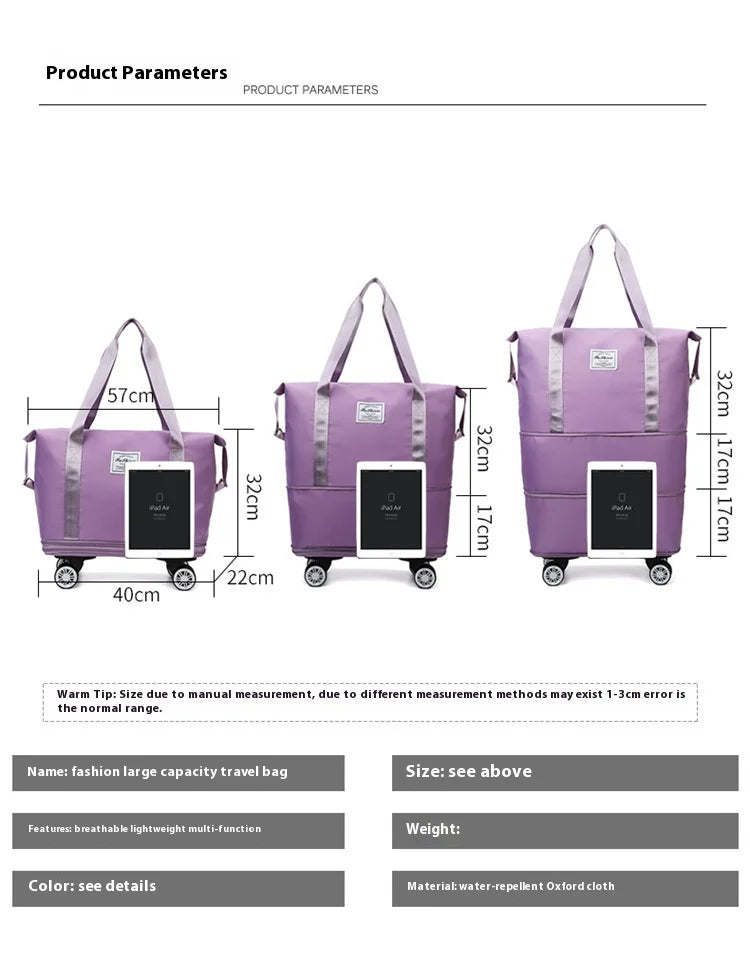 Oxford cloth large capacity travel bag Dry wet separation storage business travel luggage bag Detachable universal wheel