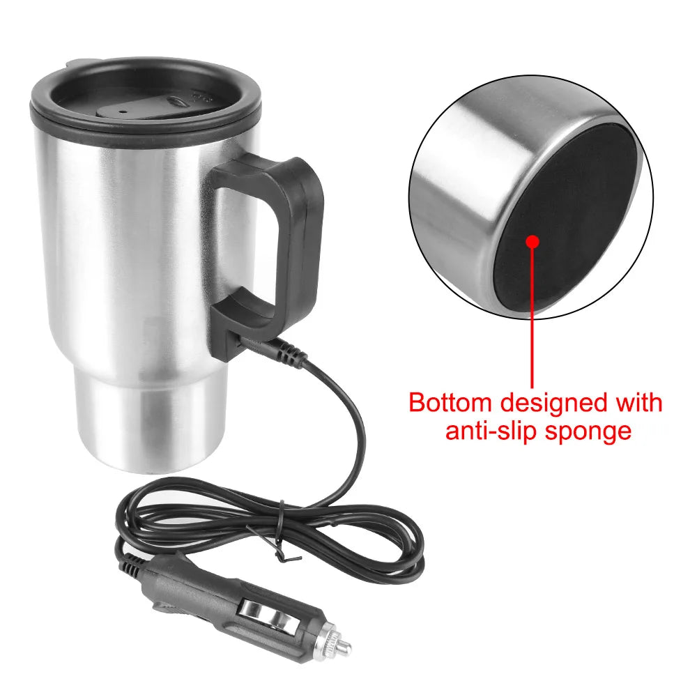 23Cup Camping Travel Kettle Electric Heating Car Kettle Stainless Steel 12V/24V 300ml Auto Accessories