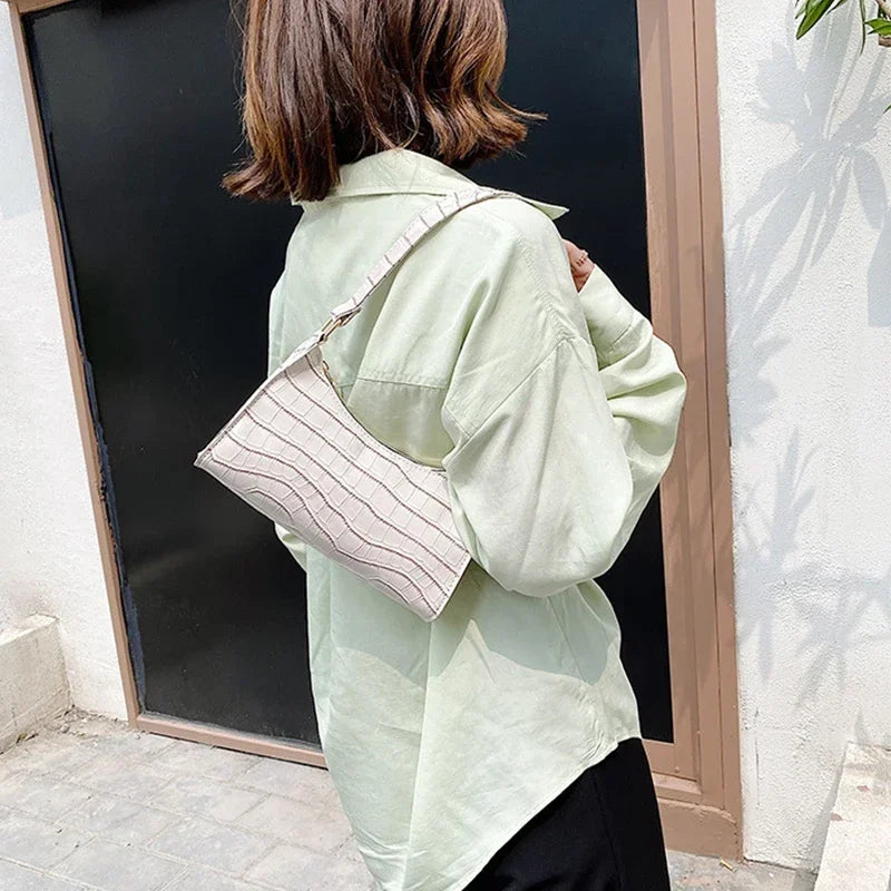 Retro Alligator Pattern Female Small Handbags and Purse Armpit Shoulder Bags High Quality PU Leather Ladies Clutch Totes Bag