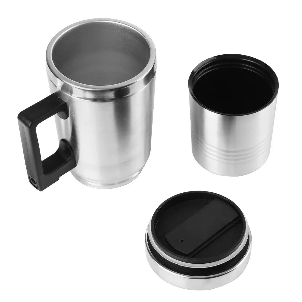 23Cup Camping Travel Kettle Electric Heating Car Kettle Stainless Steel 12V/24V 300ml Auto Accessories