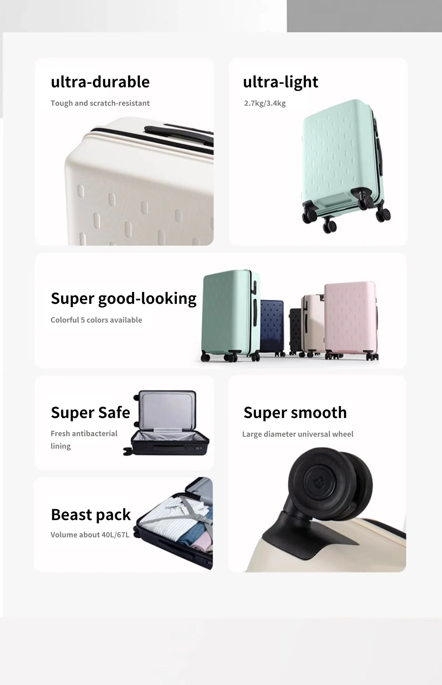 Xiaomi suitcase luggage case men and women 20/24 inch large-capacity colorful ultra-light Mijia suitcase boarding password box