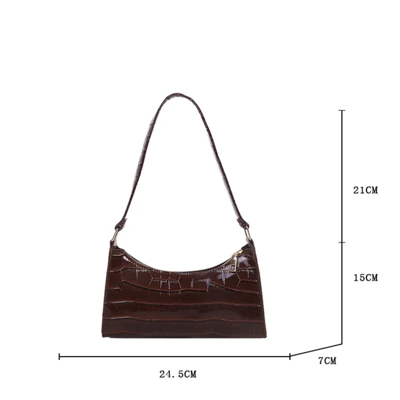 Retro Alligator Pattern Female Small Handbags and Purse Armpit Shoulder Bags High Quality PU Leather Ladies Clutch Totes Bag