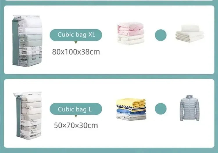 No Need Pump Vacuum Large Plastic Storage Bags Storing Clothes Blankets Reusable Compression Empty Bag Travel Accessories