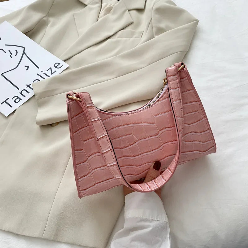 Retro Alligator Pattern Female Small Handbags and Purse Armpit Shoulder Bags High Quality PU Leather Ladies Clutch Totes Bag