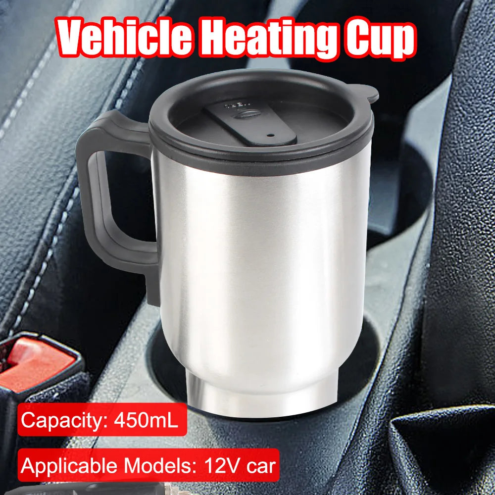 23Cup Camping Travel Kettle Electric Heating Car Kettle Stainless Steel 12V/24V 300ml Auto Accessories