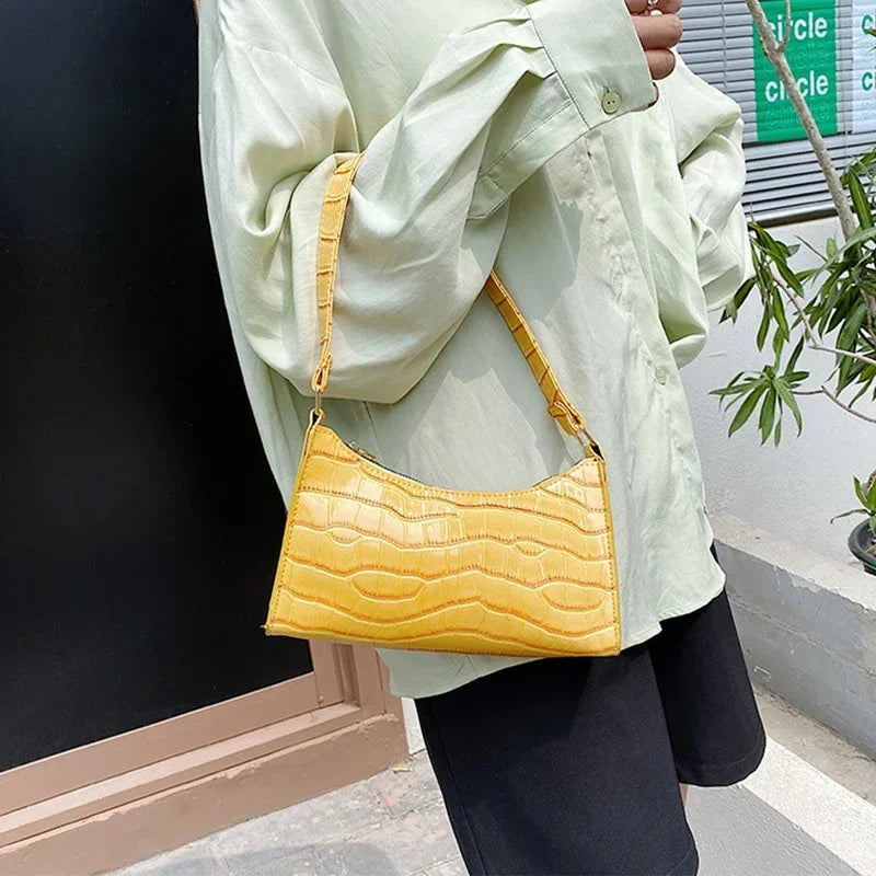 Retro Alligator Pattern Female Small Handbags and Purse Armpit Shoulder Bags High Quality PU Leather Ladies Clutch Totes Bag