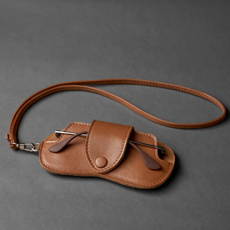 Unisex Glasses Bag Hanging Sunglasses Reading Myopia Glasses Protective Storage Cover PU Leather Portable Travel Eyewear Holder