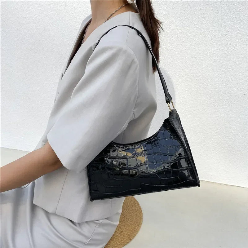 Retro Alligator Pattern Female Small Handbags and Purse Armpit Shoulder Bags High Quality PU Leather Ladies Clutch Totes Bag
