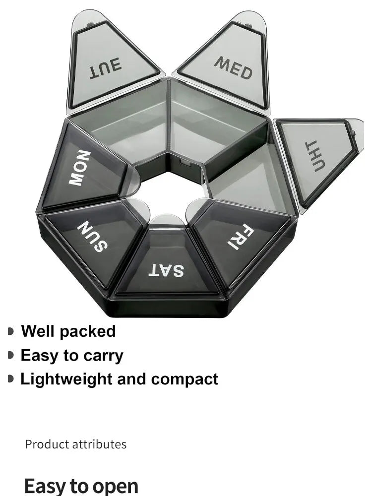 2/4Pcs 7 Days Pill Storage Box Mini Travel Portable Medicines Dispenser Box Multifunction Plastic Seven Compartment Sealer Box