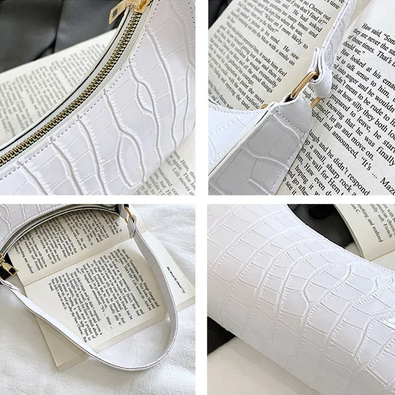 Retro Alligator Pattern Female Small Handbags and Purse Armpit Shoulder Bags High Quality PU Leather Ladies Clutch Totes Bag