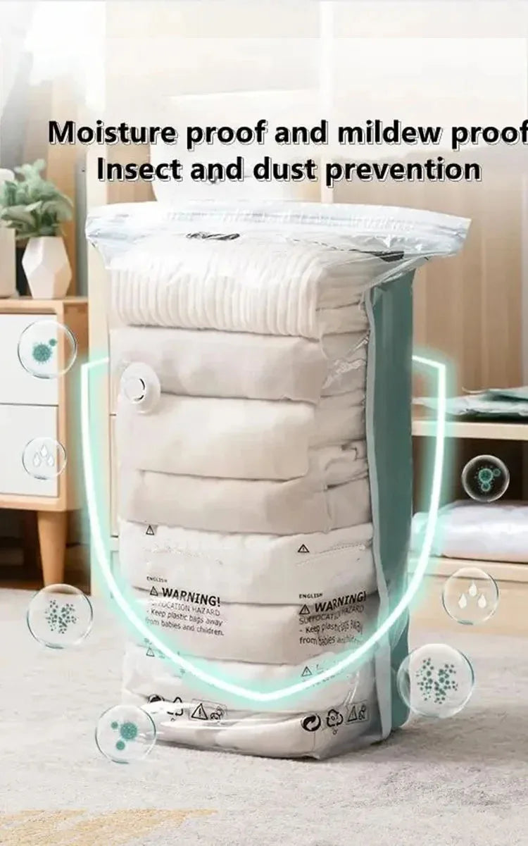 No Need Pump Vacuum Large Plastic Storage Bags Storing Clothes Blankets Reusable Compression Empty Bag Travel Accessories