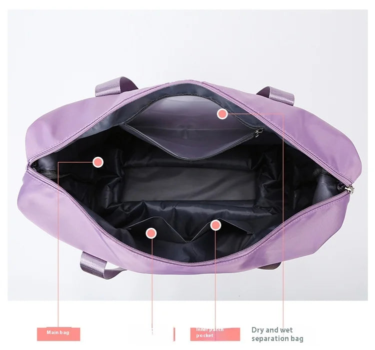 Oxford cloth large capacity travel bag Dry wet separation storage business travel luggage bag Detachable universal wheel
