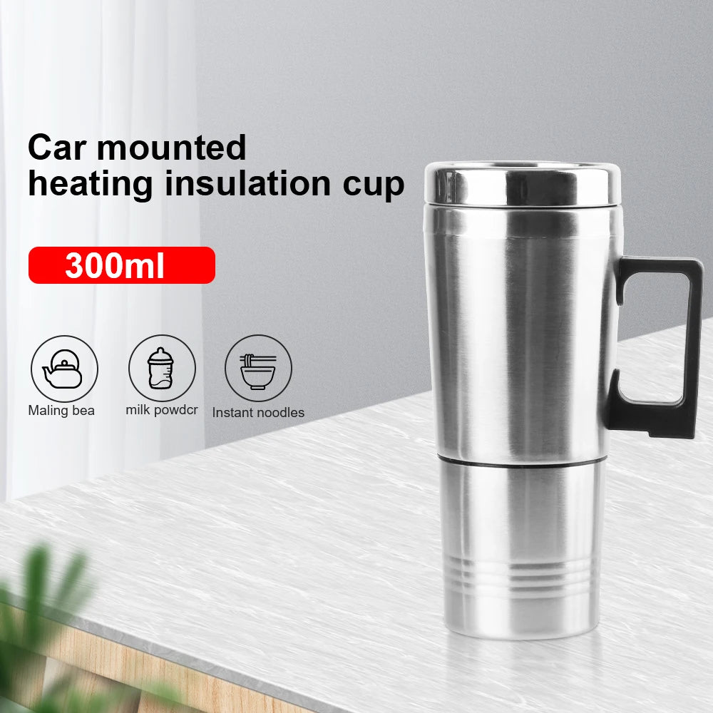 23Cup Camping Travel Kettle Electric Heating Car Kettle Stainless Steel 12V/24V 300ml Auto Accessories