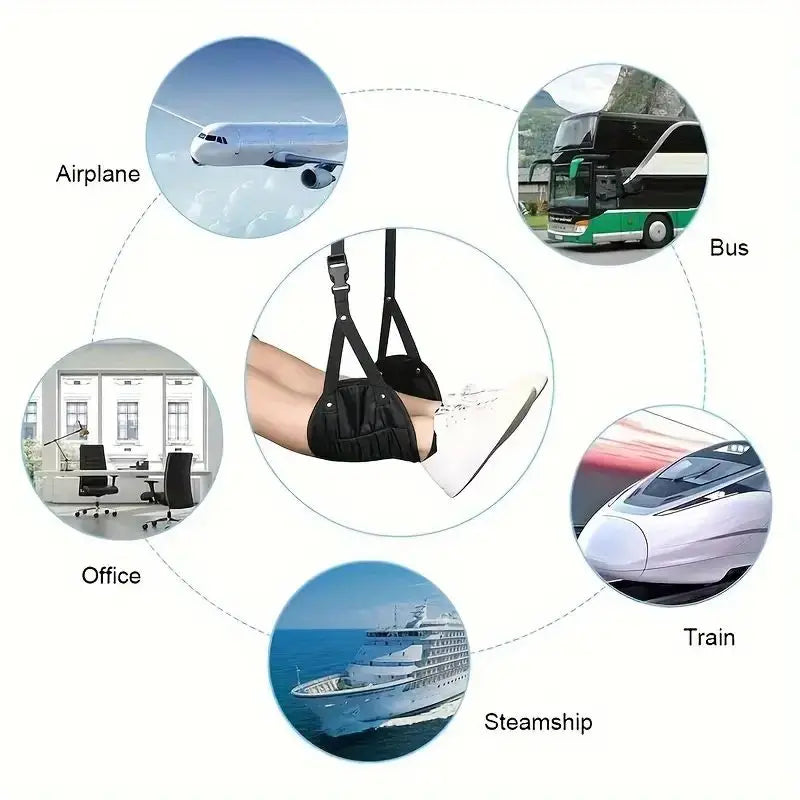 Airplane Footrest With Adjustable Strap, Portable Hammock Leg Rest, Perfect Travel Accessories