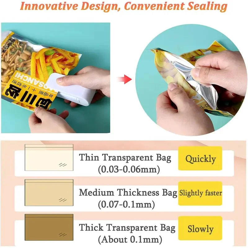 Travel Friendly Portable Small Sealing Machines Storage Plastic For Food Snack Vegetables Sealing Machines Kitchen Accessories