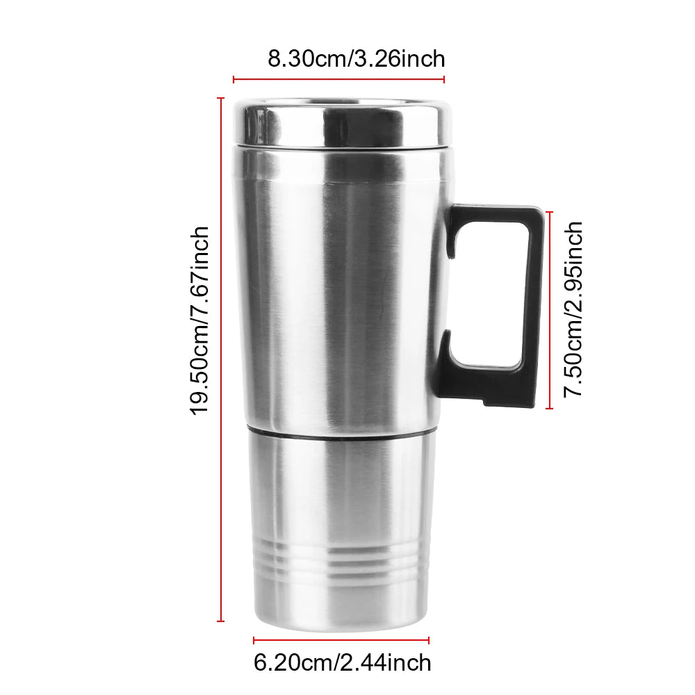 23Cup Camping Travel Kettle Electric Heating Car Kettle Stainless Steel 12V/24V 300ml Auto Accessories