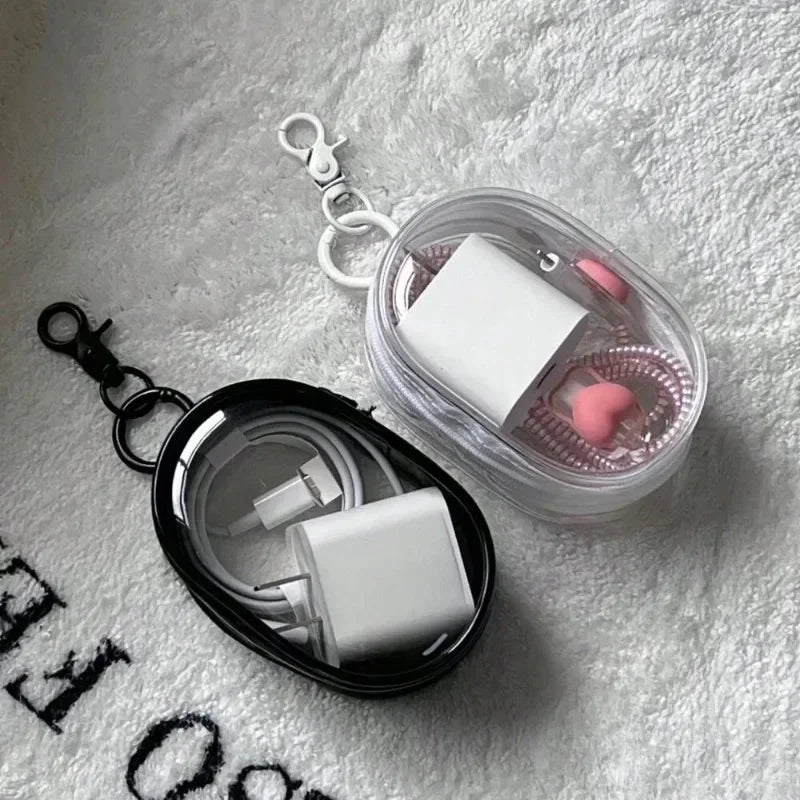 Transparent Travel Cable Organizer - Portable Charger Case with Accessories Storage Bag for Home/Office Ideal for as a pendant.