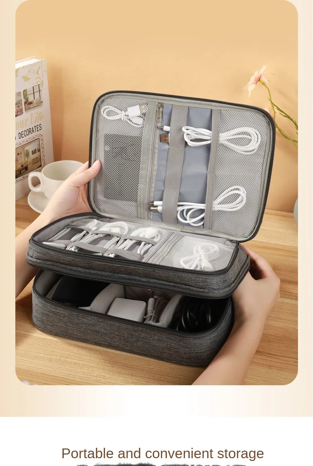 Three Layer Digital Bag Multifunctional Travel Portable Accessories Sorting Bag Large Capacity Power Supply Accessories Bag