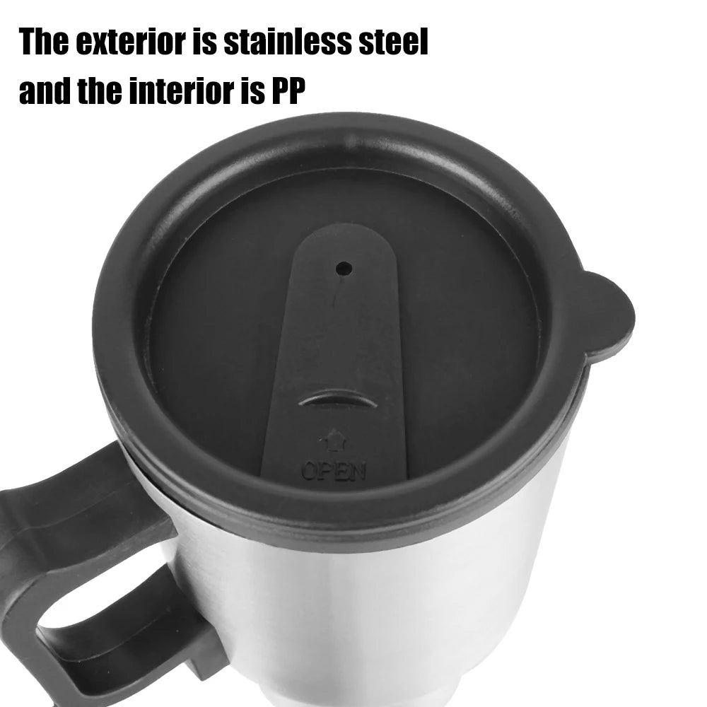 23Cup Camping Travel Kettle Electric Heating Car Kettle Stainless Steel 12V/24V 300ml Auto Accessories