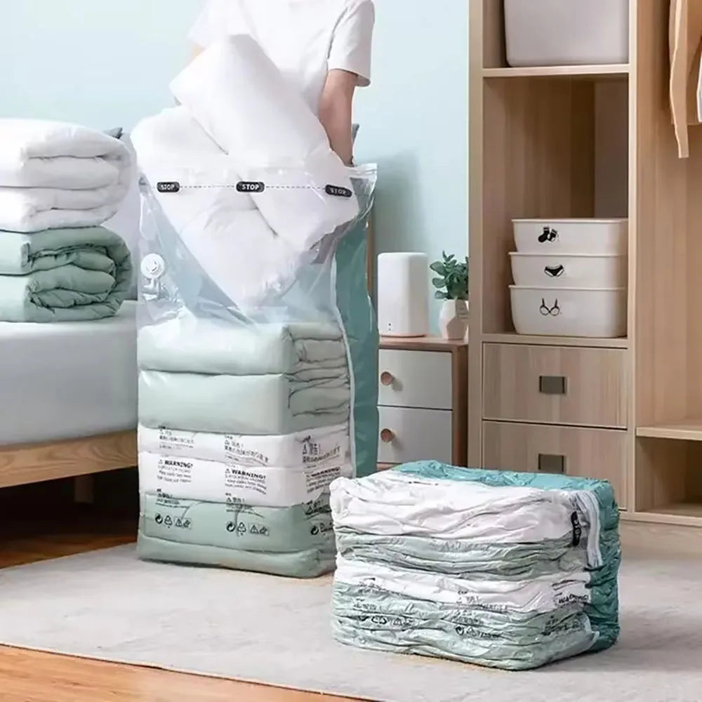 No Need Pump Vacuum Large Plastic Storage Bags Storing Clothes Blankets Reusable Compression Empty Bag Travel Accessories
