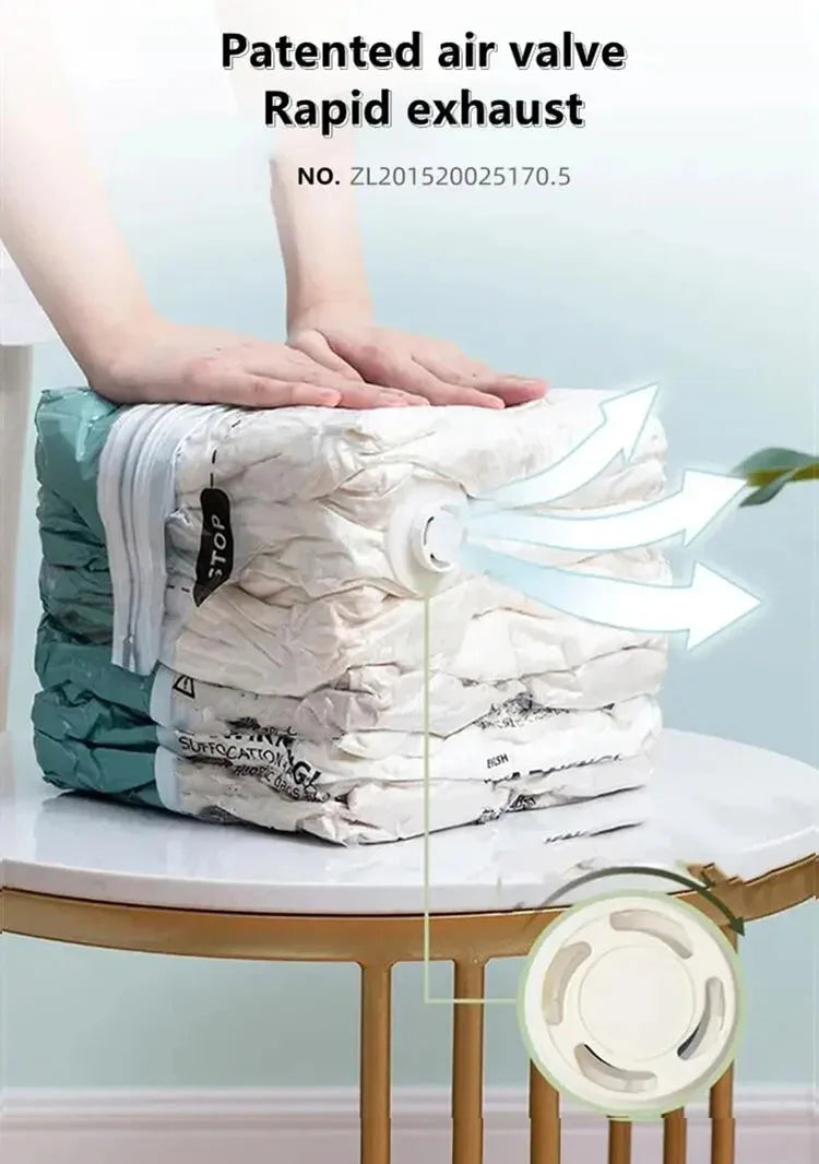 No Need Pump Vacuum Large Plastic Storage Bags Storing Clothes Blankets Reusable Compression Empty Bag Travel Accessories