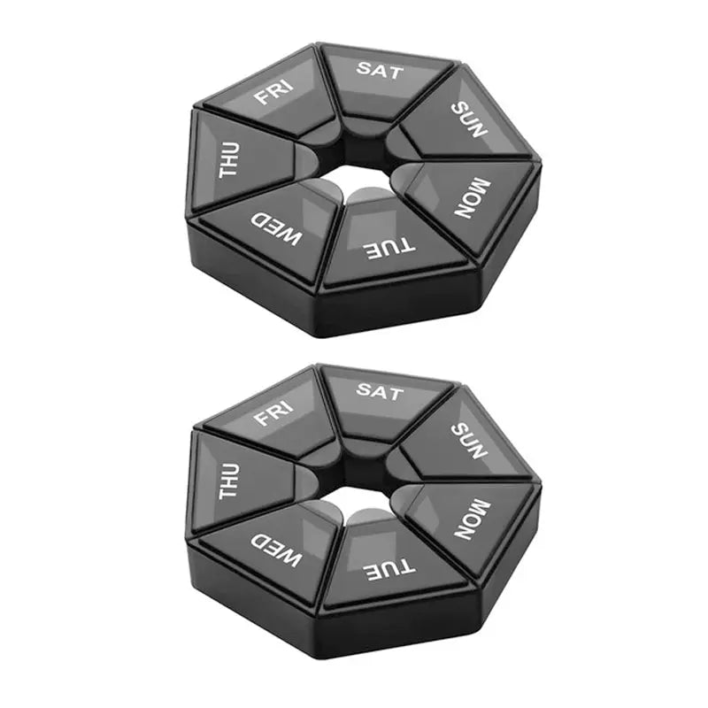 2/4Pcs 7 Days Pill Storage Box Mini Travel Portable Medicines Dispenser Box Multifunction Plastic Seven Compartment Sealer Box