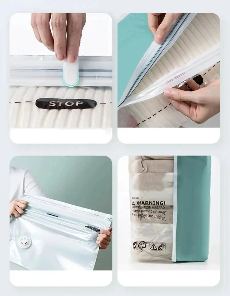 No Need Pump Vacuum Large Plastic Storage Bags Storing Clothes Blankets Reusable Compression Empty Bag Travel Accessories
