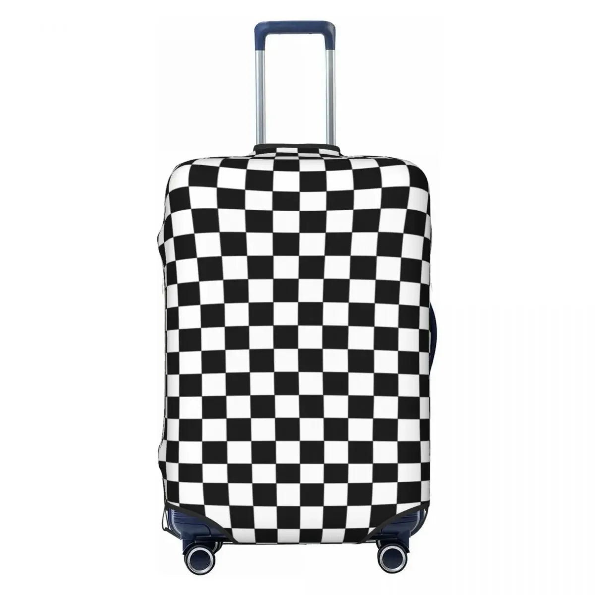 Custom Black White Gingham Plaid Luggage Cover Cute Check Pattern Suitcase Protector Covers Suit For 18-32 inch