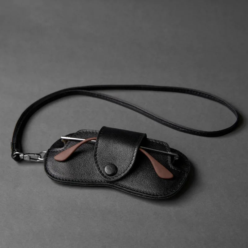 Unisex Glasses Bag Hanging Sunglasses Reading Myopia Glasses Protective Storage Cover PU Leather Portable Travel Eyewear Holder