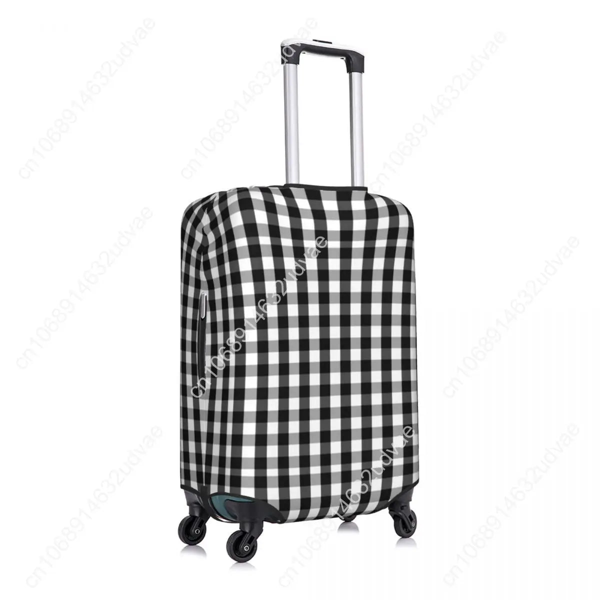 Custom Black White Gingham Plaid Luggage Cover Cute Check Pattern Suitcase Protector Covers Suit For 18-32 inch