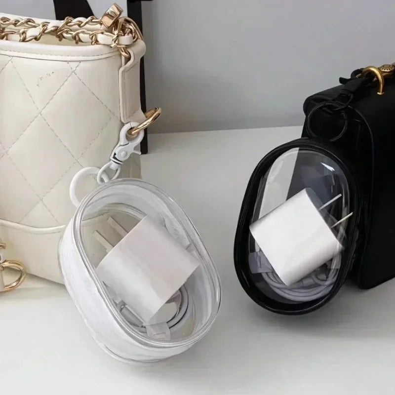 Transparent Travel Cable Organizer - Portable Charger Case with Accessories Storage Bag for Home/Office Ideal for as a pendant.