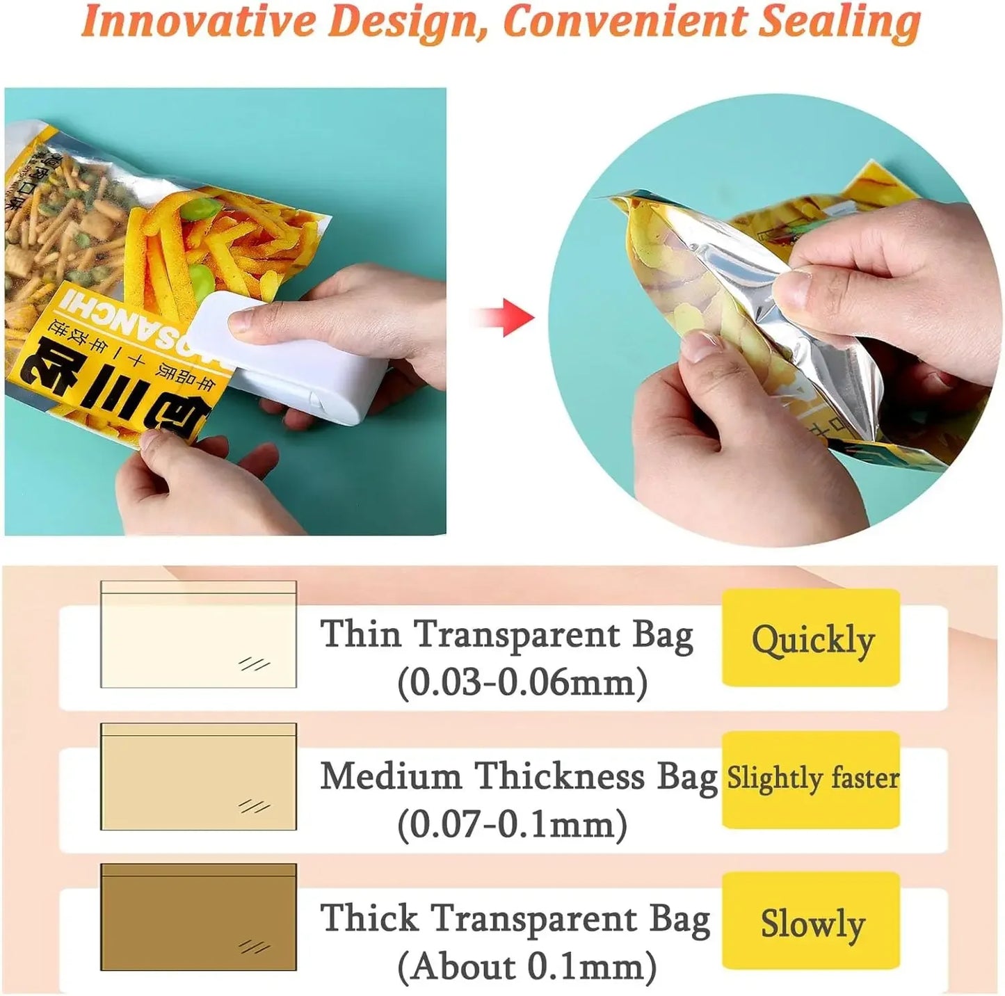 Travel Friendly Portable Small Sealing Machines Storage Plastic For Food Snack Vegetables Sealing Machines Kitchen Accessories