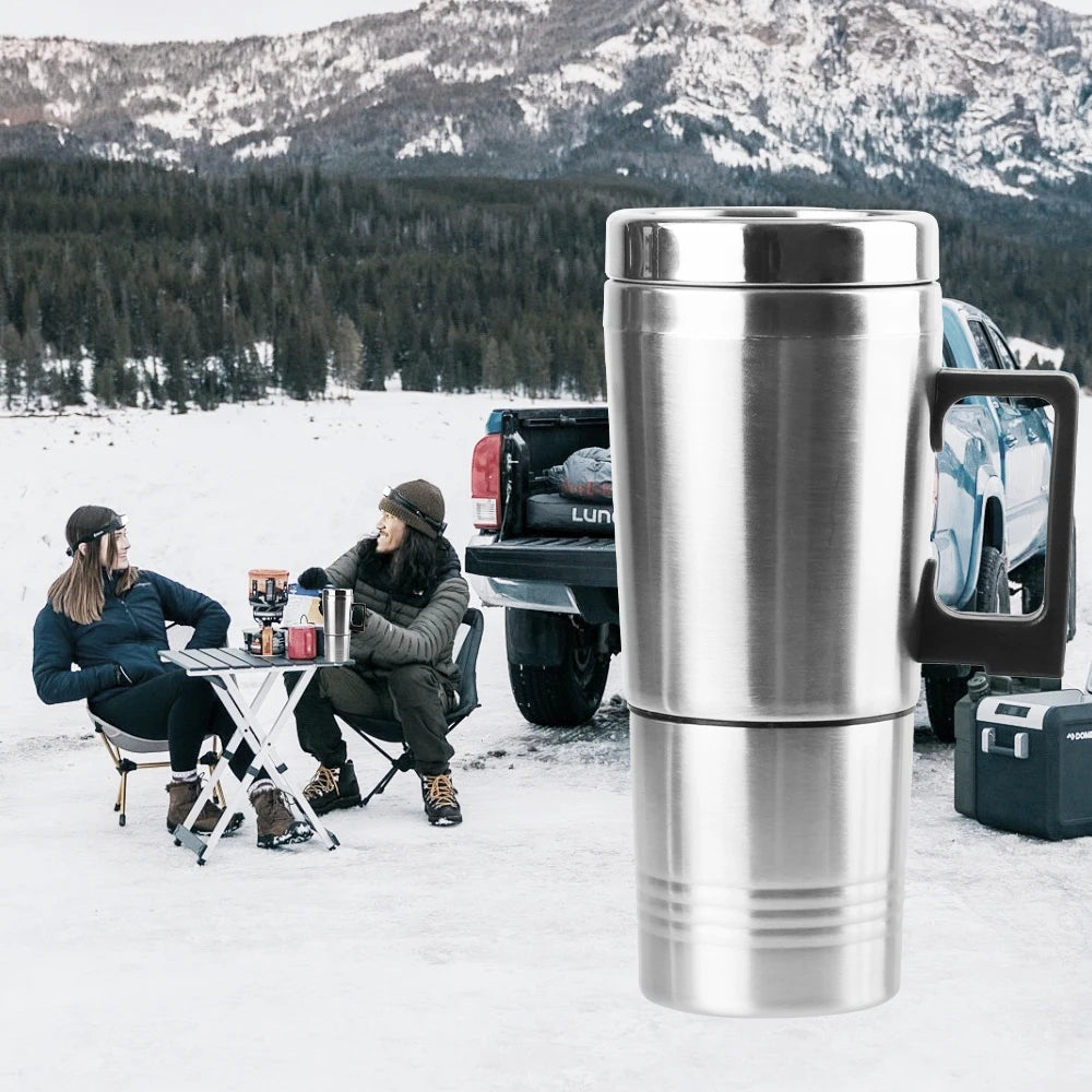 23Cup Camping Travel Kettle Electric Heating Car Kettle Stainless Steel 12V/24V 300ml Auto Accessories