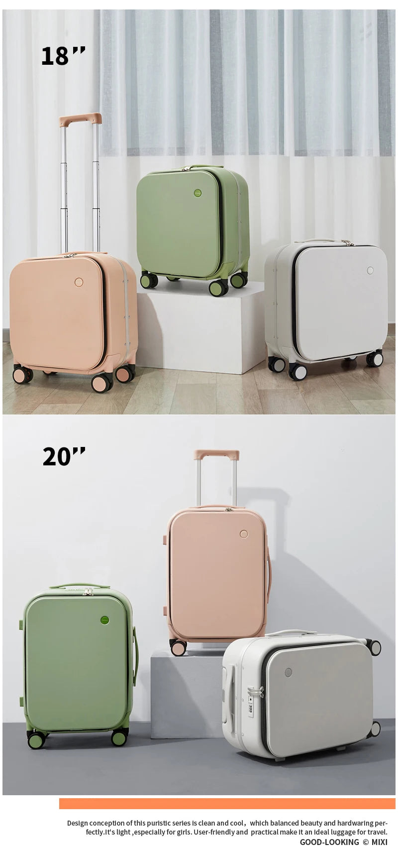Mixi Patent Design Aluminum Frame Suitcase Carry On Rolling Luggage Beautiful Boarding Cabin 18 20 24 Inch M9260