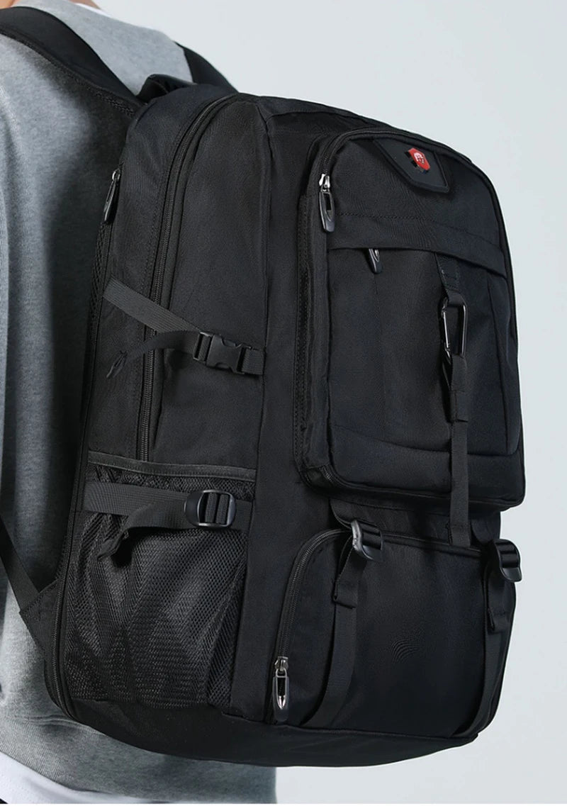 50L 80L Large Travel Backpack Men Separate Shoe Compartment Business Bag Outdoor Sports Waterproof Man Black Storage Backpacks